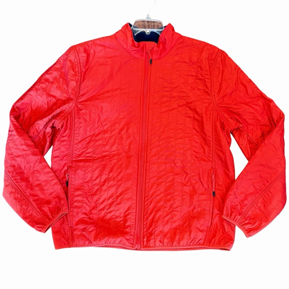 Gap Quilted Full Zip Men's Size XL Orange Stand Up Collar Casual Jacket Fleece